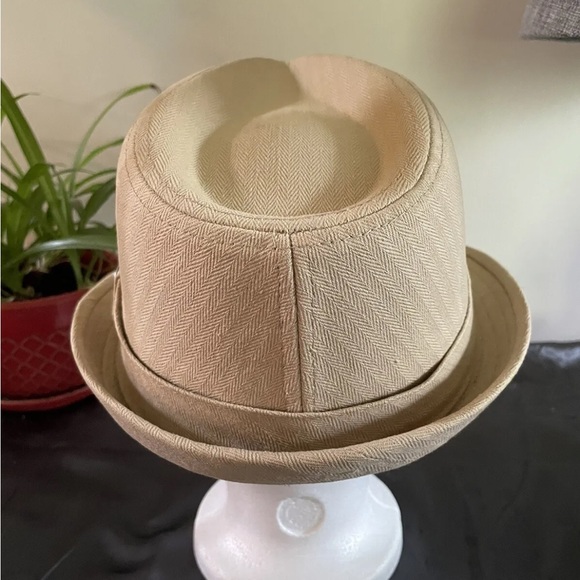 Levi’s Trilby Fedora Hat Beige Tan M/L Cotton Logo Button - Picture 3 of 10